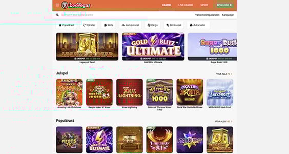 LeoVegas Casino spelutbud